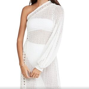 Chio di Stefania | White One Shoulder Maxi Lace Knit Cover Up Dress